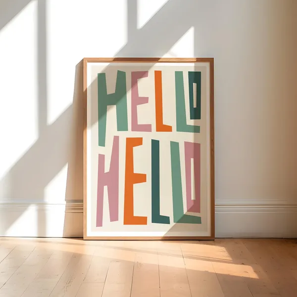 Hello Colorful Typography Hallway Art Print