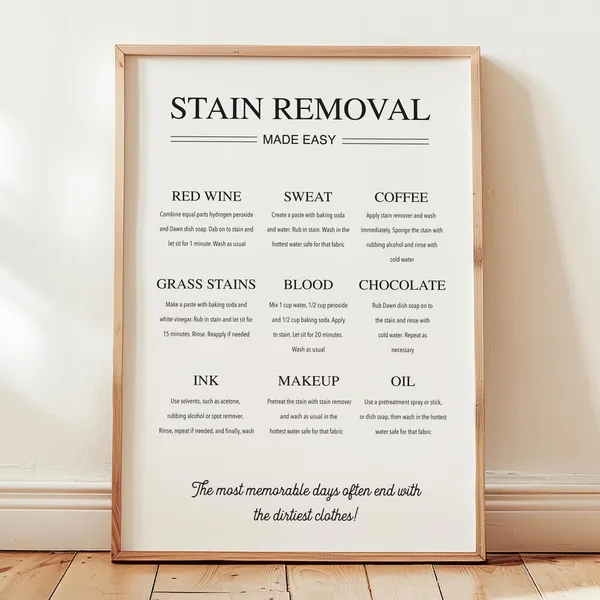 Laundry Stain Removal Guide Art Print, Modern Farmhouse
