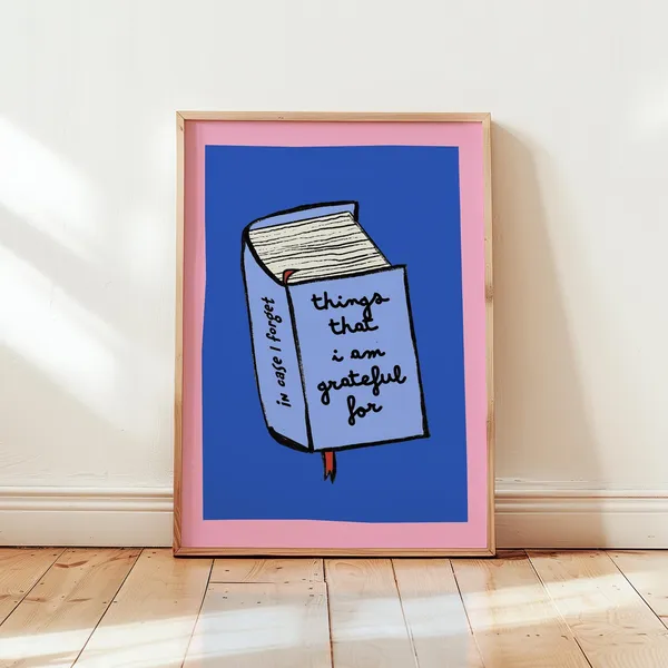 Gratitude Book Art Print, Playful Positive Reminder