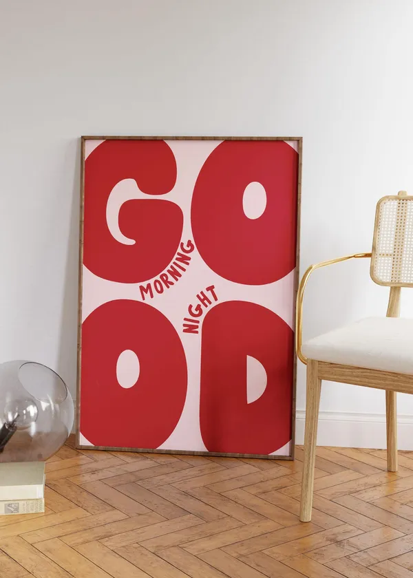 Good Morningnight Print, Funky Preppy Bedroom Art