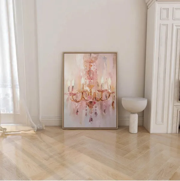 Chandelier Oil Painting Art Print, Luxury Decor