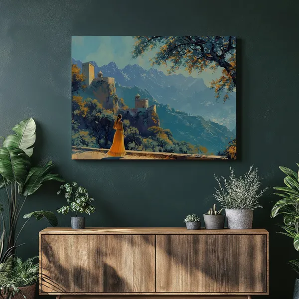 Bohemian Autumn Mountain Art Print, Georgian Landscape