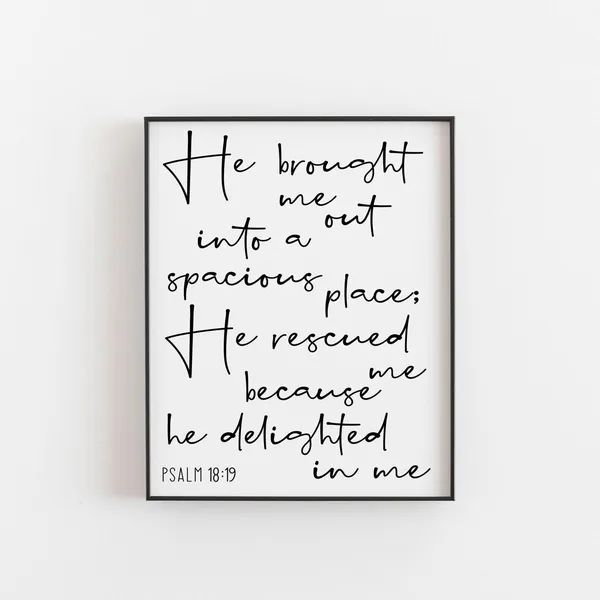 Psalm 18:19 Bible Verse Christian Scripture Art Print