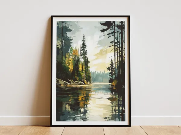 Minnesota Boundary Waters Vintage Travel Poster, Cabin Decor