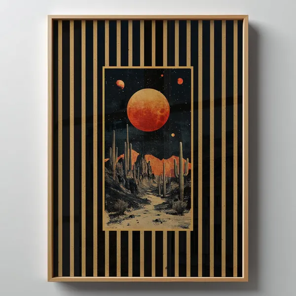 Vintage Desert Night Art Print, Western Bedroom Decor