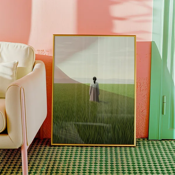 Minimalist Green Field Landscape Art Print