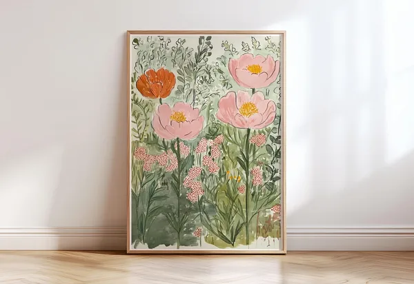 Summer Flowers Field Modern Floral Art Print
