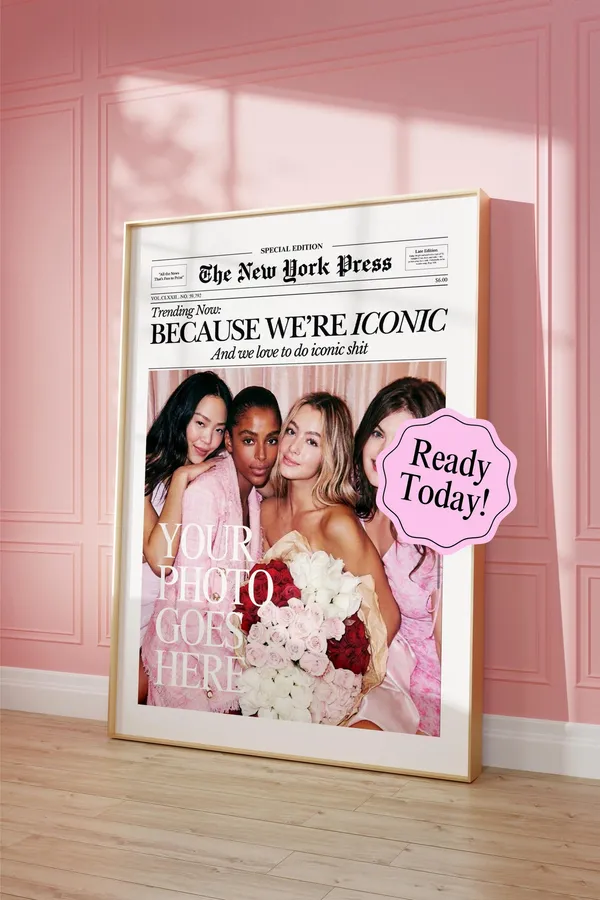 Custom Newspaper Print, Personalized Wall Art