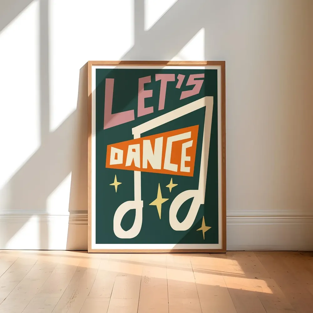 Lets Dance Art Print, Retro Kitchen Wall Decor