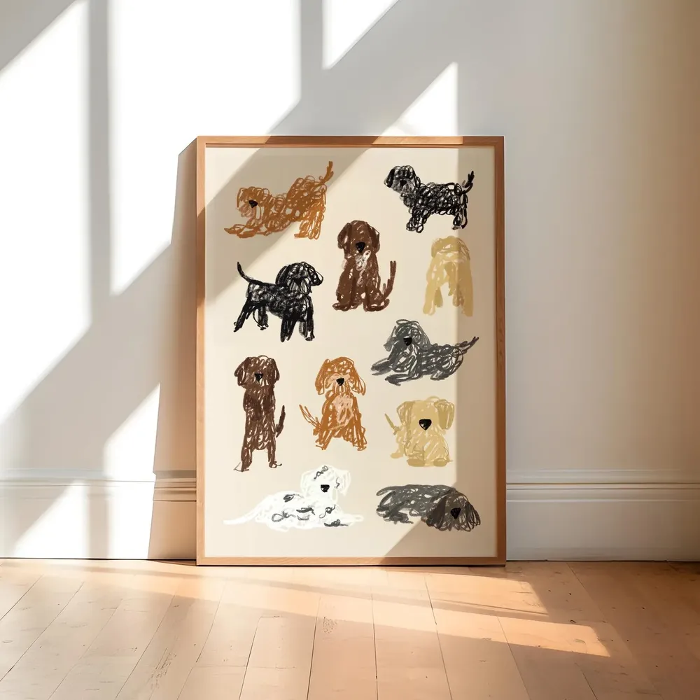 Cockapoo Dog Sketch Style Art Print
