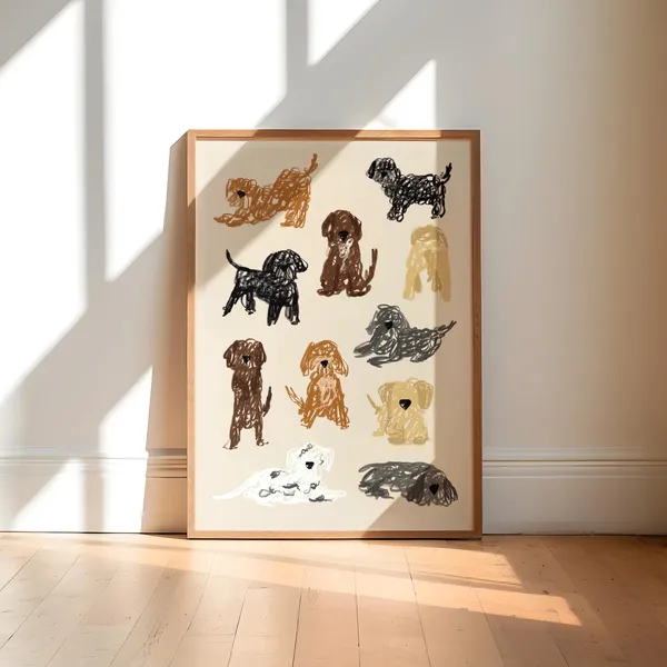 Cockapoo Dog Sketch Style Art Print