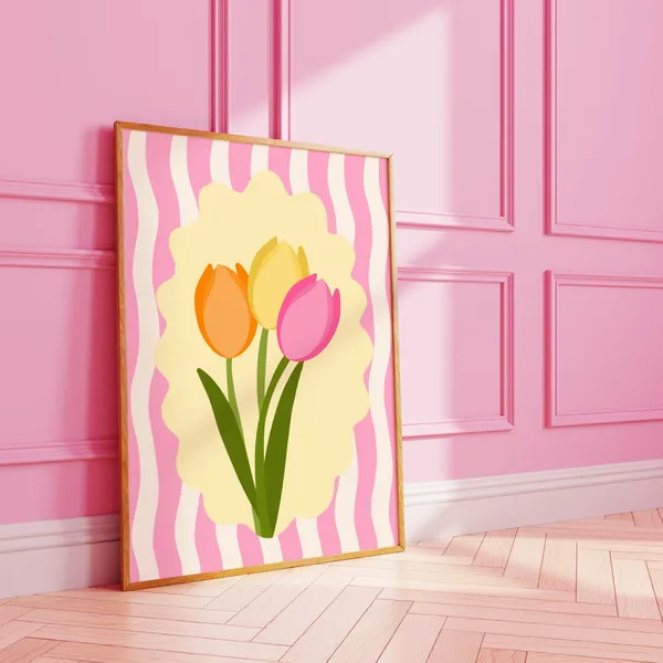 Tulip Summer Funky Floral Poster Print