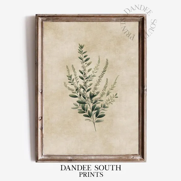 Green Botanical Wall Art, French Country Vintage Floral