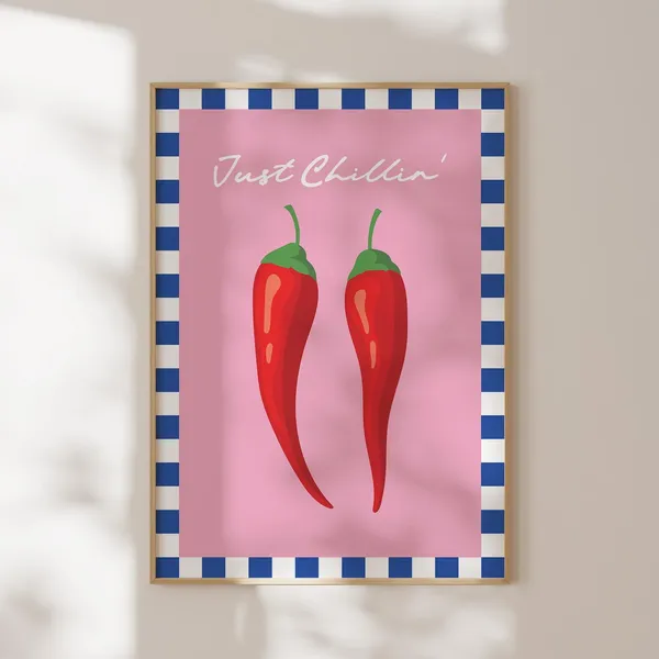 Just Chillin Art Print, Retro Kitchen Quote