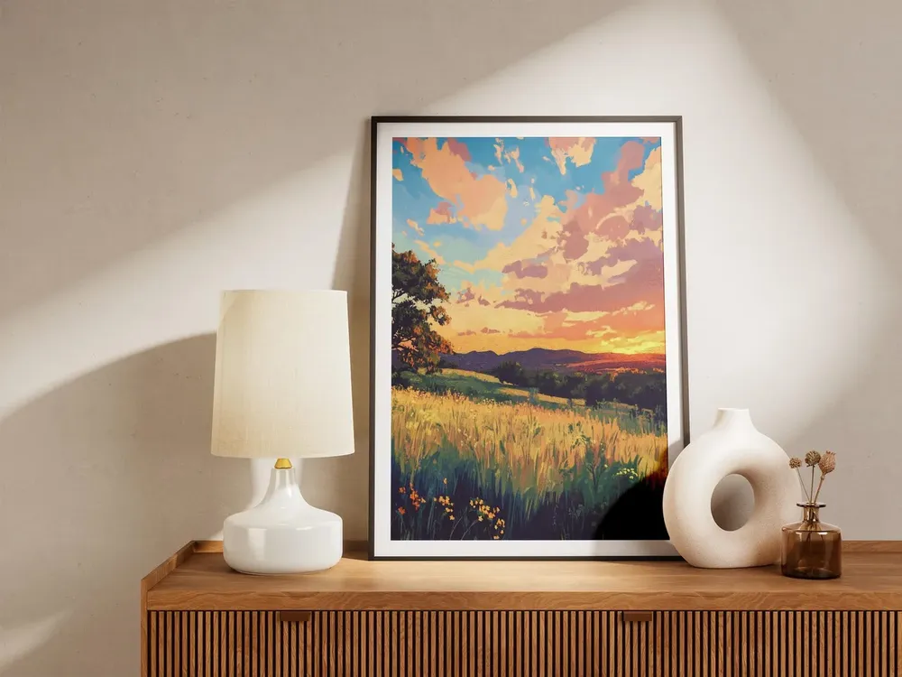 Texas Hill Country Sunset Vintage Landscape Art Print - Image 4