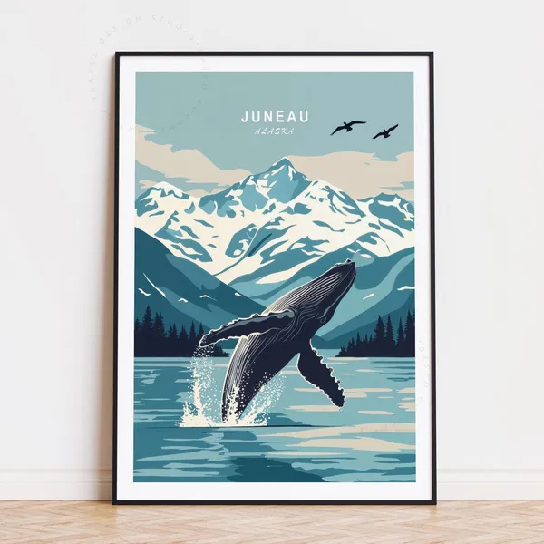 Juneau Minimalist Travel Poster, Alaska Art Print