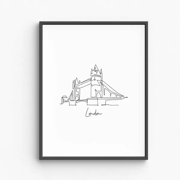 London Line Art Minimalist Travel Poster, Urban Silhouette