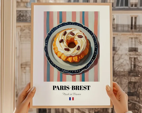 Paris-Brest French Pastry Menu Design Poster