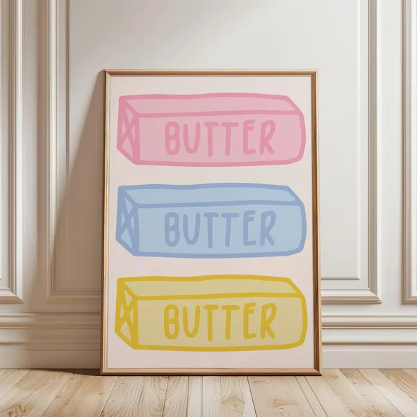 Cute Butter Bar Poster, Kitchen Foodie Decor