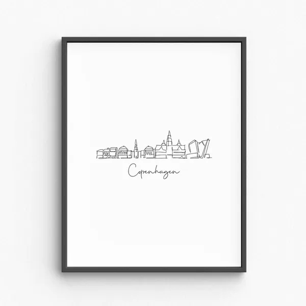 Copenhagen Line Art Minimalist Travel Poster