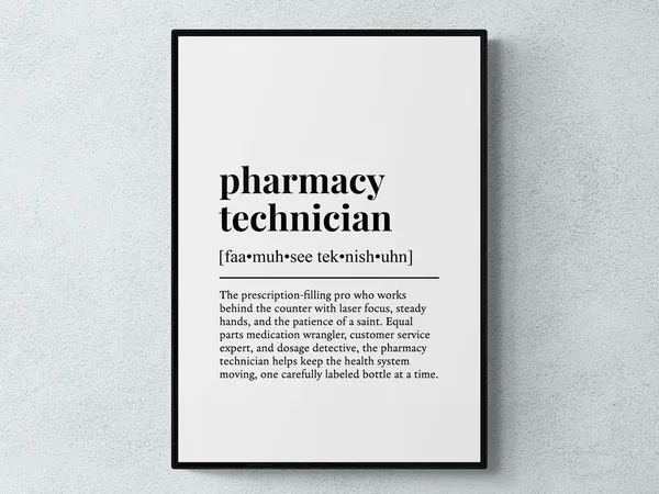 Pharmacy Technician Funny Definition Job Gift Print
