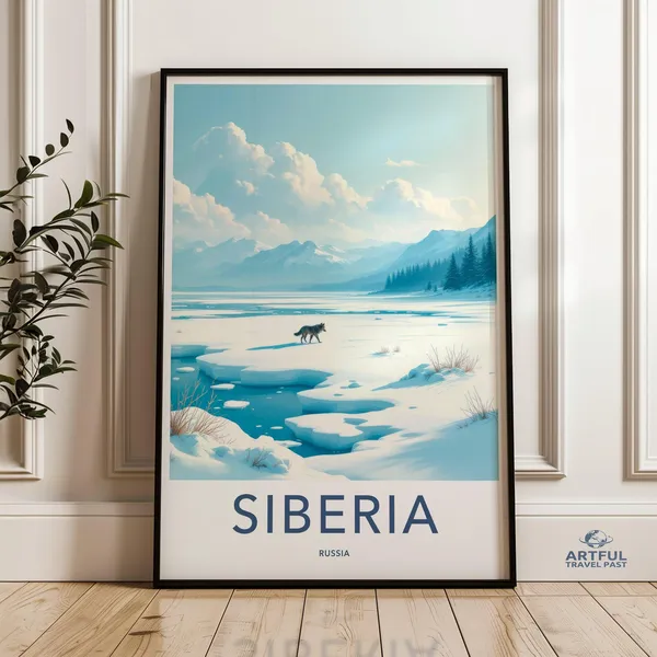 Siberia Winter Landscape Art Print, Mountain Scene