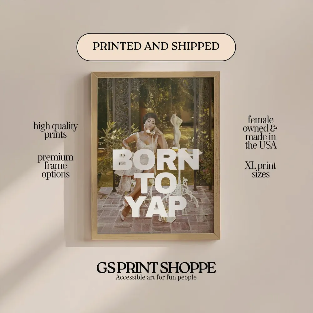 Born To Yap Vertical Green Art Print