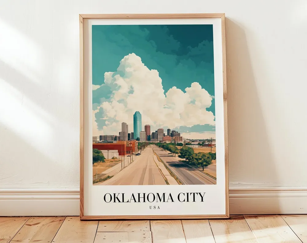 Oklahoma City Travel Poster, USA Wall Art Print