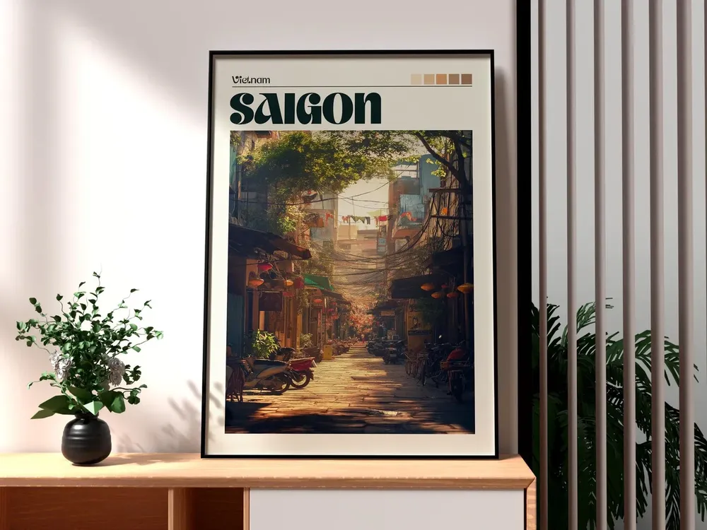 Saigon Vietnam Travel Poster, Ho Chi Minh City