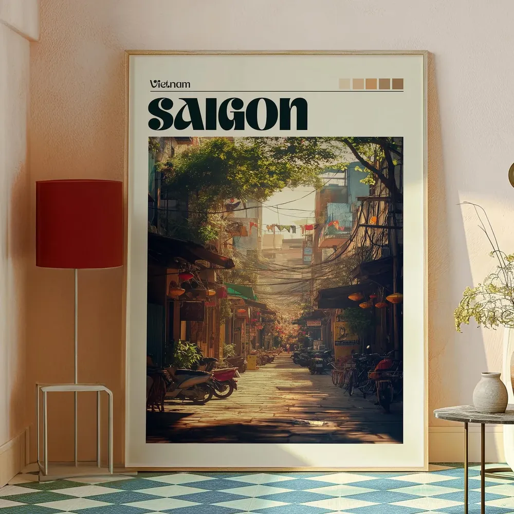 Saigon Vietnam Travel Poster, Ho Chi Minh City - Image 2