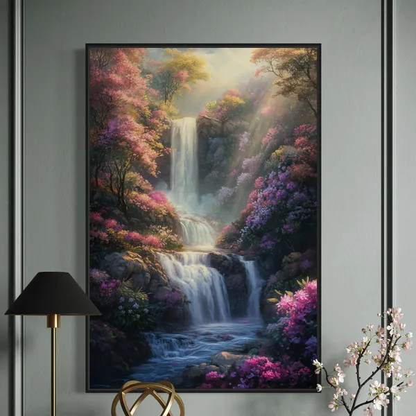 Magical Waterfall - Minimalist Landscape Art Print