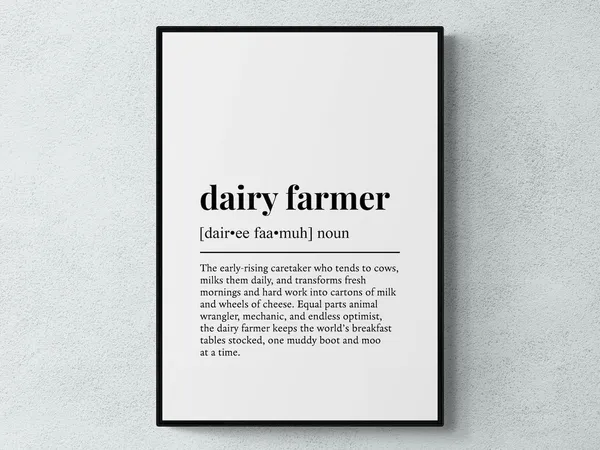 Dairy Farmer Funny Definition Typography Art Print