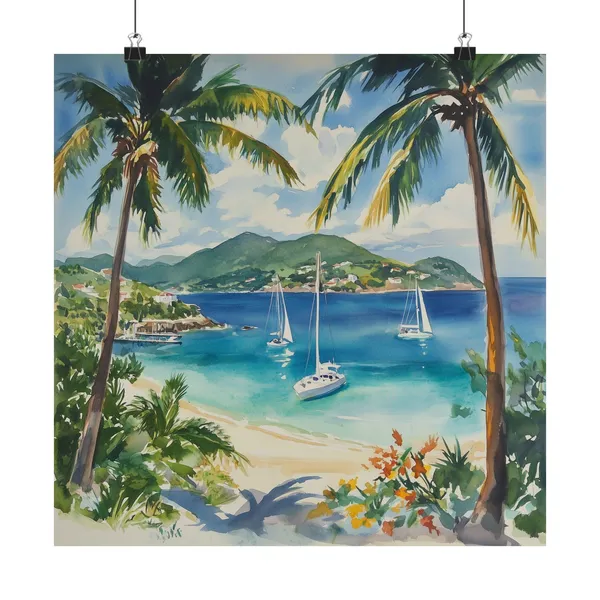 Tortola, British Virgin Islands Watercolor Travel Poster