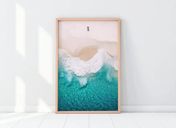Aerial Beach Photo Print, Turquoise Ocean Coast
