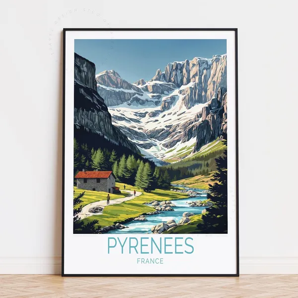 Pyrenees Travel Poster, France National Park Print