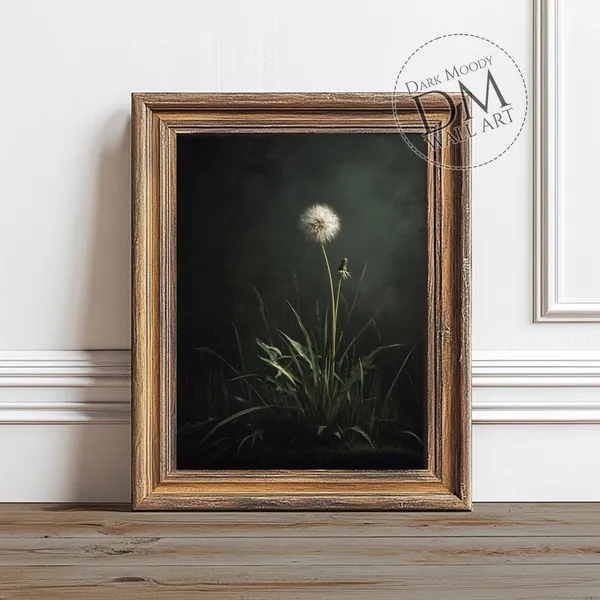Dandelion Wall Art, Moody Botanical Art Print