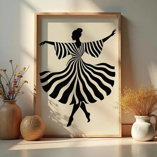 Black And White Striped Dress Woman Art Print
