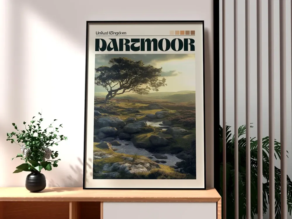 Dartmoor National Park Travel Poster, England Nature