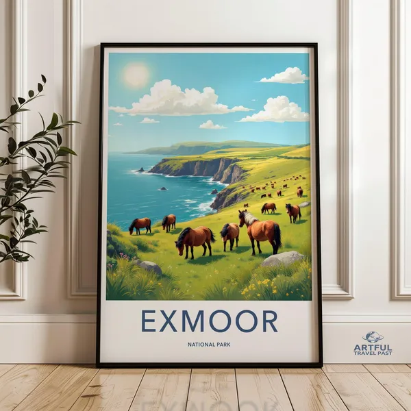 Exmoor National Park Travel Poster, Devon Coast