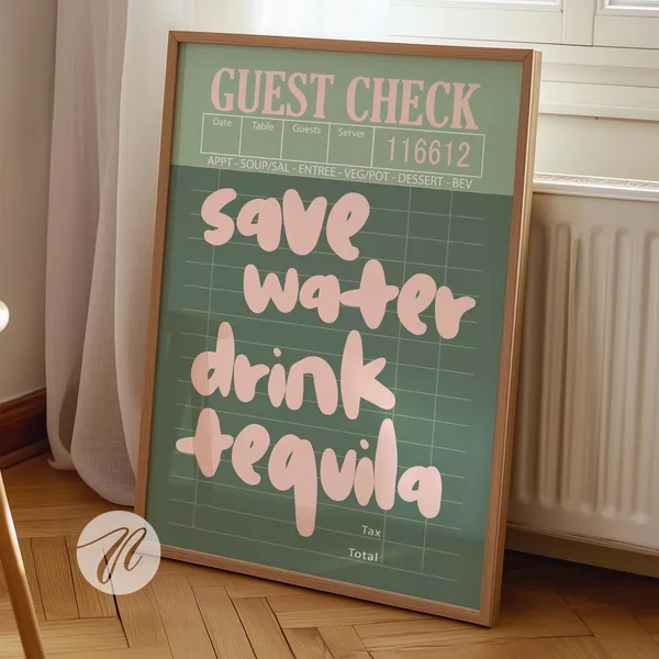 Guest Check Prints, Retro Bar Cart Art Print