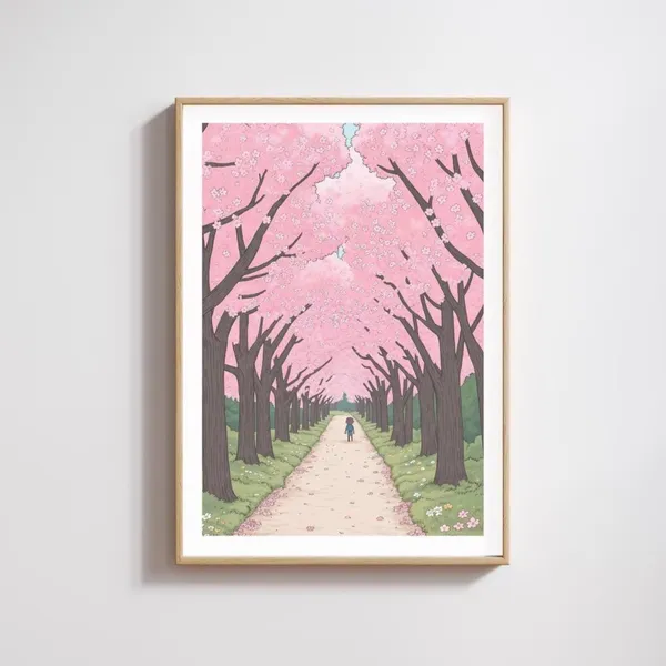 Japanese Blossom Art Print, Illustrated Nature Poster