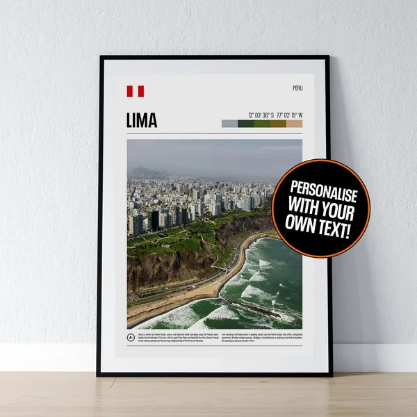 Lima Photo Print, Peru Coordinates Travel Poster