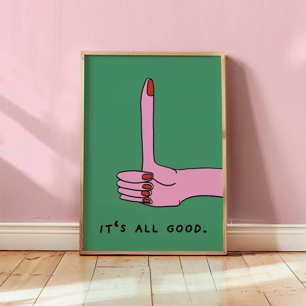 Its All Good Green Retro Dopamine Affirmation Art Print