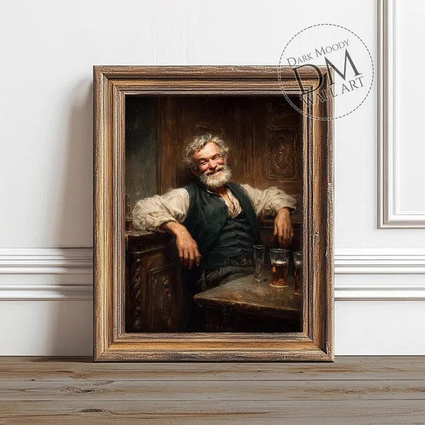 Irish Pub Portrait Art Print, Rustic Beer Tavern