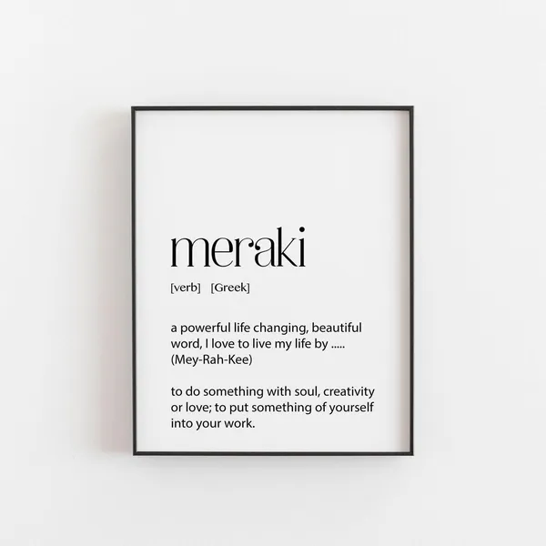 Greek Meraki Definition Poster, Greece Inspiration Art Print