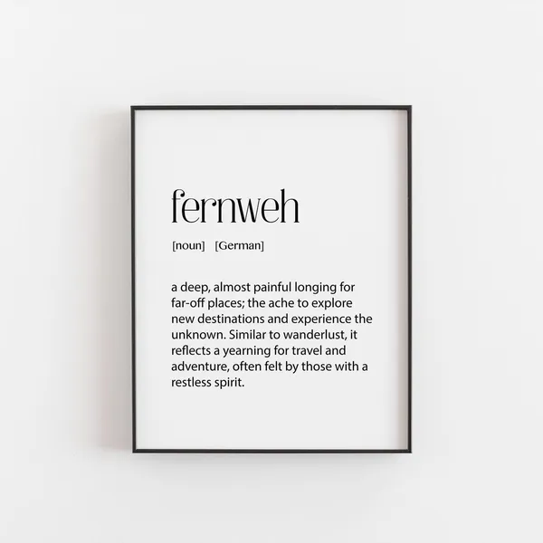 Fernweh Definition Travel Typography Art Print