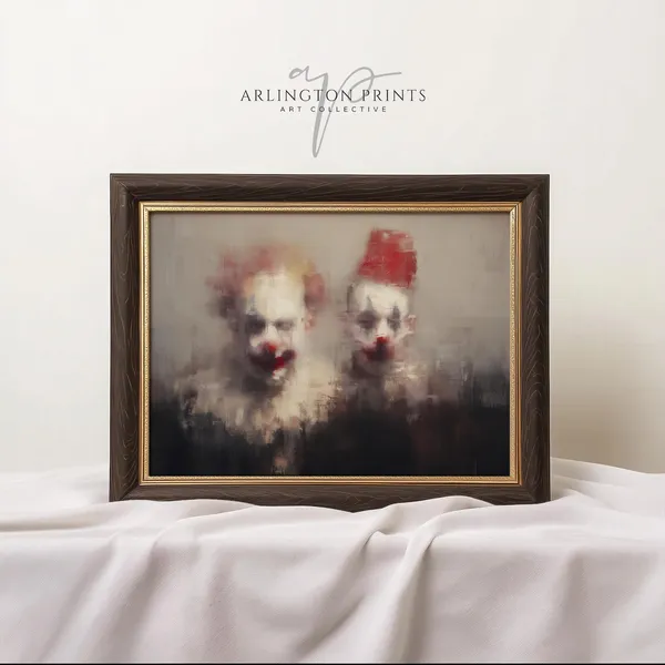 Vintage Horror Clown Poster Print, Gothic Halloween