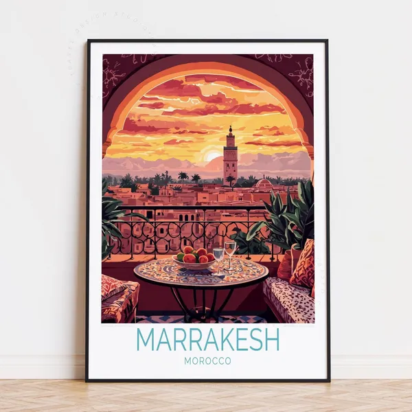 Marrakesh Travel Poster, Morocco Home Decor Art Print