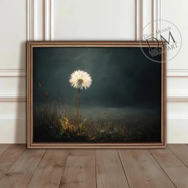 Dandelion Moody Minimalist Botanical Art Print