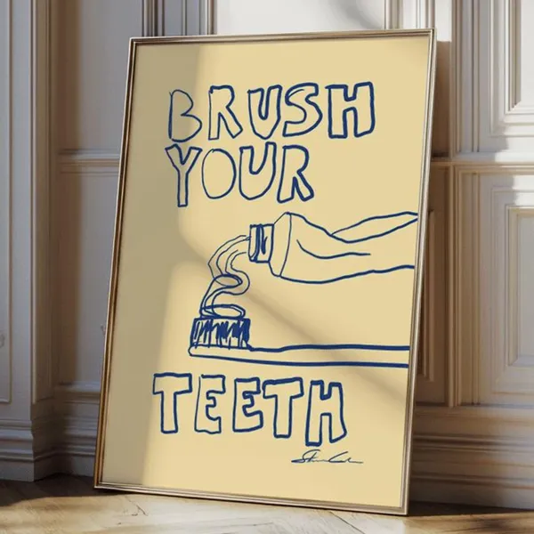 Brush Your Teeth Bathroom Humor Wall Art Print